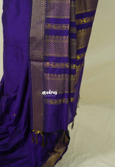 Violet Purple - Vintage Gadwal Semi Silk Cotton Muhurtham Getti Border with Buttas - Perfect for Small Functions