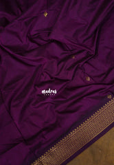Mulburry Purple - Vintage Gadwal Semi Silk Cotton Muhurtham Getti Border with Buttas - Perfect for Small Functions