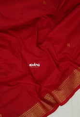 Spicy Red - Vintage Gadwal Semi Silk Muhurtham Getti Border with Buttas - Perfect for Small Functions