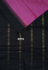 Magenta Pink with Black - Vintage Gadwal Silk Cotton with Temple Border - Best for Small Functions
