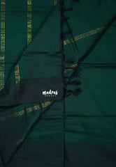 Rosewood Maroon with Green - Vintage Gadwal Silk Cotton with Temple Border - Best for Small Functions