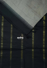 Steel Grey with Black - Vintage Gadwal Silk Cotton with Temple Border - Best for Small Functions