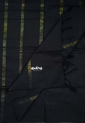 Steel Grey with Black - Vintage Gadwal Silk Cotton with Temple Border - Best for Small Functions