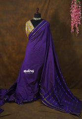 Royal Violet - Vintage gadwal silk cotton plain body multi chain boder with pichwai blouse combo