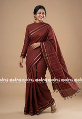 Deep Maroon - Vintage Gadwal silkcotton - Jyothika inspired color