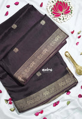 Coffee Podi Brown - Durga - Banarasi Premium Viscose Silk with Yaanai, Mayil Border and Mayil Buttas - Best for Pooja Functions | Diwali Festive