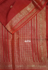 Rust Orange - Durga - Banarasi Premium Viscose Silk with Yaanai, Mayil Border and Mayil Buttas - Best for Pooja Functions | Diwali Festive