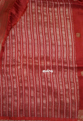Rust Orange - Durga - Banarasi Premium Viscose Silk with Yaanai, Mayil Border and Mayil Buttas - Best for Pooja Functions | Diwali Festive
