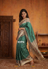 Peacock Jade - Yamini Paper Silk Lines in Body with Printed Patola Border - Perfect Office Wear | Casual Wear