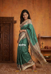 Peacock Jade - Yamini Paper Silk Lines in Body with Printed Patola Border - Perfect Office Wear | Casual Wear