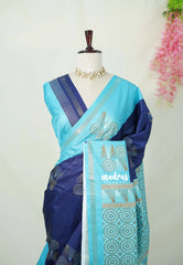 Midnight Blue - Yamini Paper Silk Stripes in Body with Contrast Pallu and Blouse - Perfect Office Wear | Casual Wear
