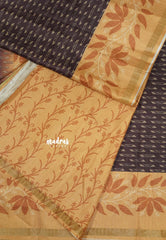Coco Brown - Yamini Paper silk Patterned weave with Floral Zari