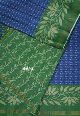 Peacock Blue - Yamini Paper silk Patterned weave with Floral Zari