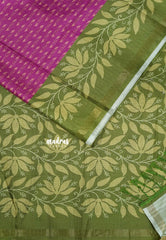 Magenta Pink - Yamini Paper silk Patterned weave with Floral Zari