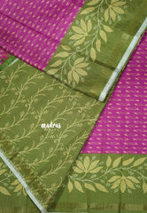 Magenta Pink - Yamini Paper silk Patterned weave with Floral Zari