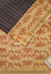 Coco Brown - Yamini Paper silk Patterned weave with Floral Zari