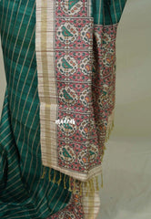 Peacock Jade - Yamini Paper Silk Lines in Body with Printed Patola Border - Perfect Office Wear | Casual Wear