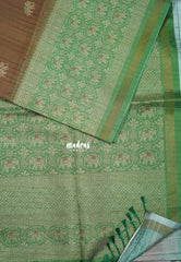 Honey Brown - Yamini Paper Silk Traditional Border with Printed Elephant Buttas - Perfect Office Wear | Casual Wear