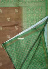Honey Brown - Yamini Paper Silk Traditional Border with Printed Elephant Buttas - Perfect Office Wear | Casual Wear
