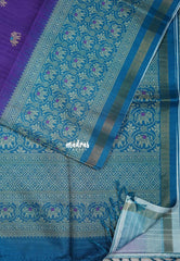 Royal Purple - Yamini Paper Silk Traditional Border with Printed Elephant Buttas - Perfect Office Wear | Casual Wear