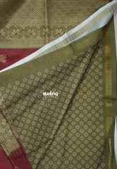 Brick Maroon - Yamini Paper Silk Traditional Border with Printed Elephant Buttas - Perfect Office Wear | Casual Wear