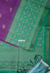 Magenta Purple - Yamini Paper Silk Traditional Border with Printed Elephant Buttas - Perfect Office Wear | Casual Wear
