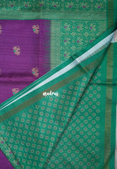 Magenta Purple - Yamini Paper Silk Traditional Border with Printed Elephant Buttas - Perfect Office Wear | Casual Wear