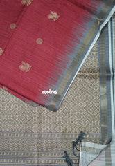 Muted Rosewood Pink - Yamini Paper Silk Small Border with Printed Peacock Buttas - Perfect Office Wear | Casual Wear