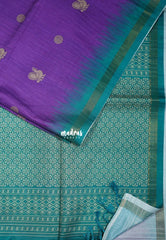 Lavender Purple - Yamini Paper Silk Small Border with Printed Peacock Buttas - Perfect Office Wear | Casual Wear