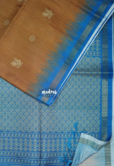 Mustard Brown - Yamini Paper Silk Small Border with Printed Peacock Buttas - Perfect Office Wear | Casual Wear