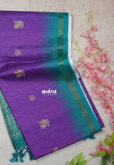 Lavender Purple - Yamini Paper Silk Small Border with Printed Peacock Buttas - Perfect Office Wear | Casual Wear