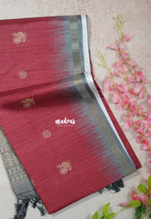 Muted Rosewood Pink - Yamini Paper Silk Small Border with Printed Peacock Buttas - Perfect Office Wear | Casual Wear