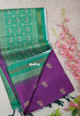 Magenta Purple - Yamini Paper Silk Traditional Border with Printed Elephant Buttas - Perfect Office Wear | Casual Wear