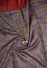 Brick Red - Yamini Paper Silk with Kalamkari Pallu and Blouse - Perfect Office Wear | Casual Wear