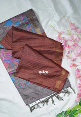 Earthy Brown - Yamini Paper Silk with Kalamkari Pallu and Blouse - Perfect Office Wear | Casual Wear