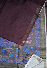 Wine Purple - Yamini Paper Silk with Kalamkari Pallu and Blouse - Perfect Office Wear | Casual Wear