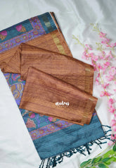 Mustard Brown - Yamini Paper Silk with Kalamkari Pallu and Blouse - Perfect Office Wear | Casual Wear