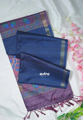 Midngiht Blue - Yamini Paper Silk with Kalamkari Pallu and Blouse - Perfect Office Wear | Casual Wear