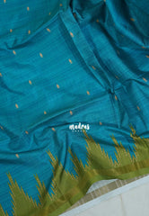 Teal Blue - Yamini Paper Silk Saree with Temple Design Prins with Buttas - Workwear Classic