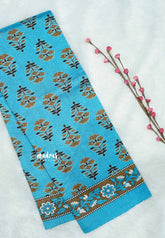 Ananda blue - Zara Malgudi Fusion printed silk