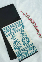 Black - Zara Malgudi Fusion printed silk