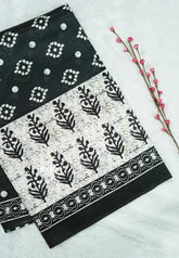 Black and bigborder white - Zara Malgudi Fusion printed silk