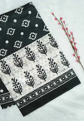 Black and bigborder white - Zara Malgudi Fusion printed silk