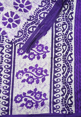 Halfwhite purple flower - Zara Malgudi Fusion printed silk