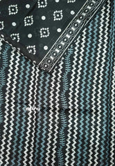 Black and bigborder white - Zara Malgudi Fusion printed silk