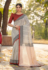 Halfwhite - Zara Malgudi Fusion printed silk