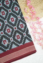 Zara Malgudi Fusion printed silk Ikkat prints - Black