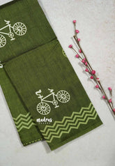 Verdun green - Zara Malgudi  printed silk with cycle prints