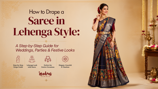 how to drape saree in lehenga style