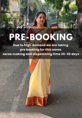 (PRE-BOOKING) Ivory Cream - Sri Lakshmi - Premium Semi silk with floral emboss weaving body getti border - Best for Weddings